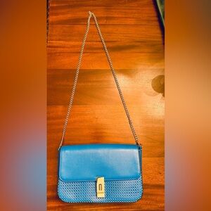 Kate Landry Blue Crossbody Bag with Chain Strap